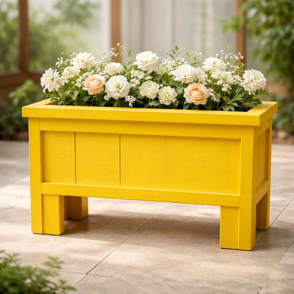 Ensemble de Boîte a fleur jaune en pin